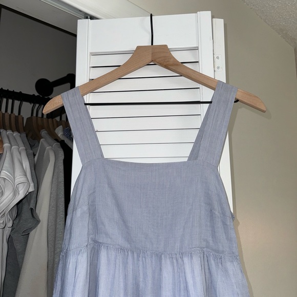 Madewell Button-Back Tiered ‘Striped Midi Dress’ in Light Blue - Picture 7 of 8